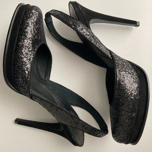 Diane Von Furstenberg Grant Glitter Slingback Heels